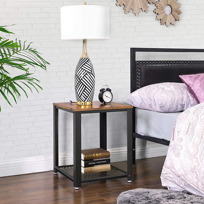 Petits Brown bois et métal industriels de Nightstand de style d'OEM