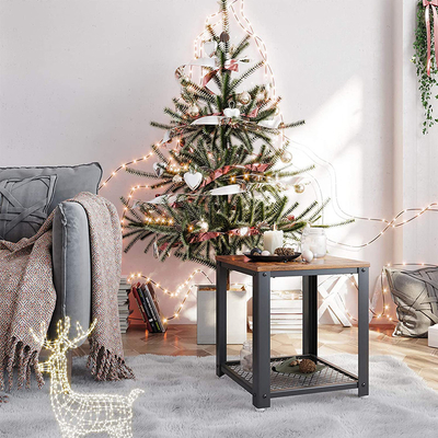 Petits Brown bois et métal industriels de Nightstand de style d'OEM