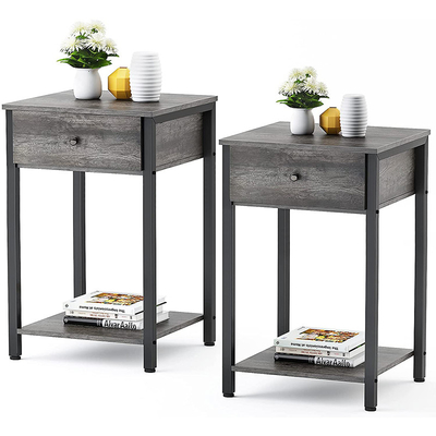 Style adapté aux besoins du client Nightstands Gray Wood de ferme de cadre en métal
