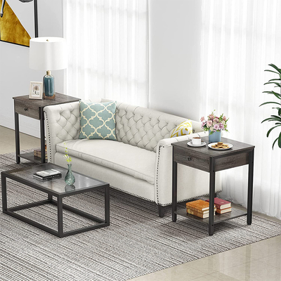 Style adapté aux besoins du client Nightstands Gray Wood de ferme de cadre en métal