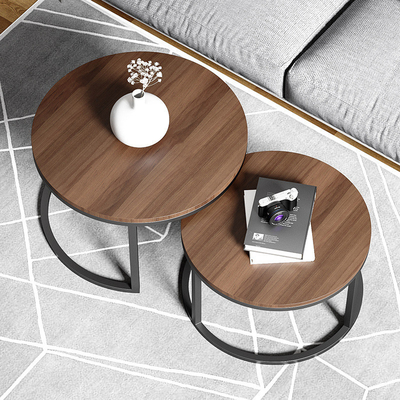 Solide en métal en bois autour des tables basses circulaires d'emboîtement pour Sofa BedSide