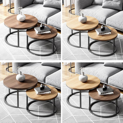 Solide en métal en bois autour des tables basses circulaires d'emboîtement pour Sofa BedSide