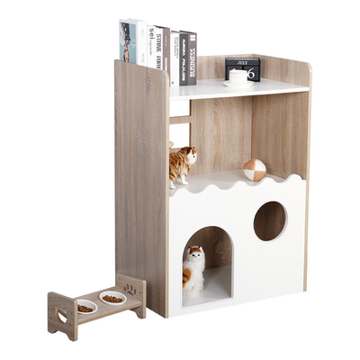 Chambre en bois d'intérieur viable Cat Den With Storage d'animal familier d'ODM