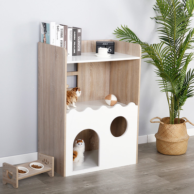 Chambre en bois d'intérieur viable Cat Den With Storage d'animal familier d'ODM